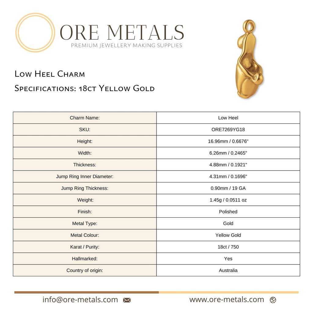 18ct Yellow Gold - Low Heel Charm