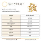 18ct Yellow Gold - Pig Chinese Zodiac Charm