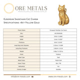 18ct Yellow Gold - European Shorthair Cat Charm