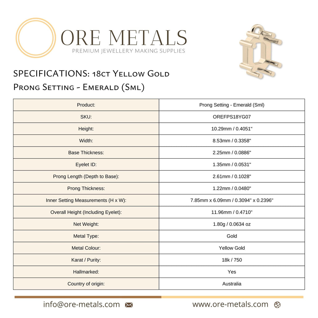 18ct Yellow Gold - Emerald Prong Setting