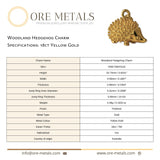 18ct Yellow Gold - Woodland Hedgehog Charm