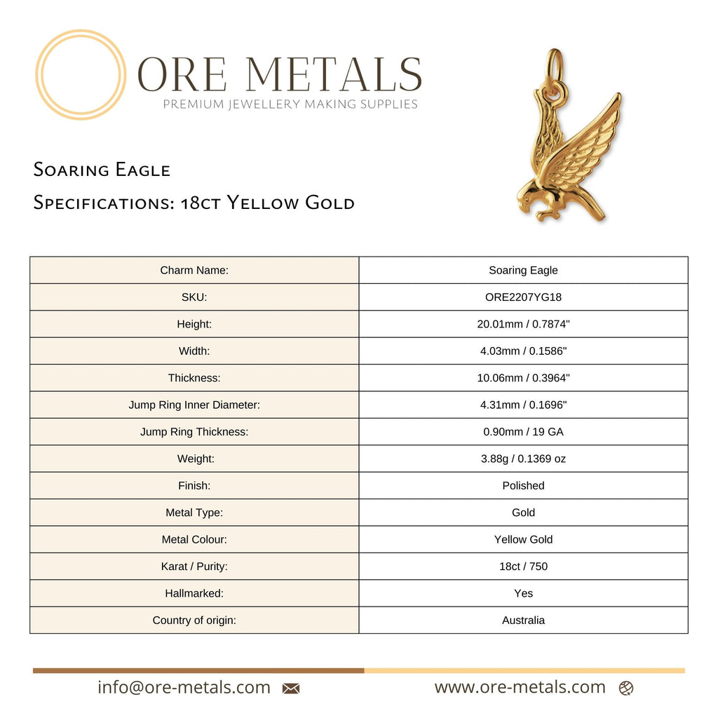 18ct Yellow Gold - Soaring Eagle Charm