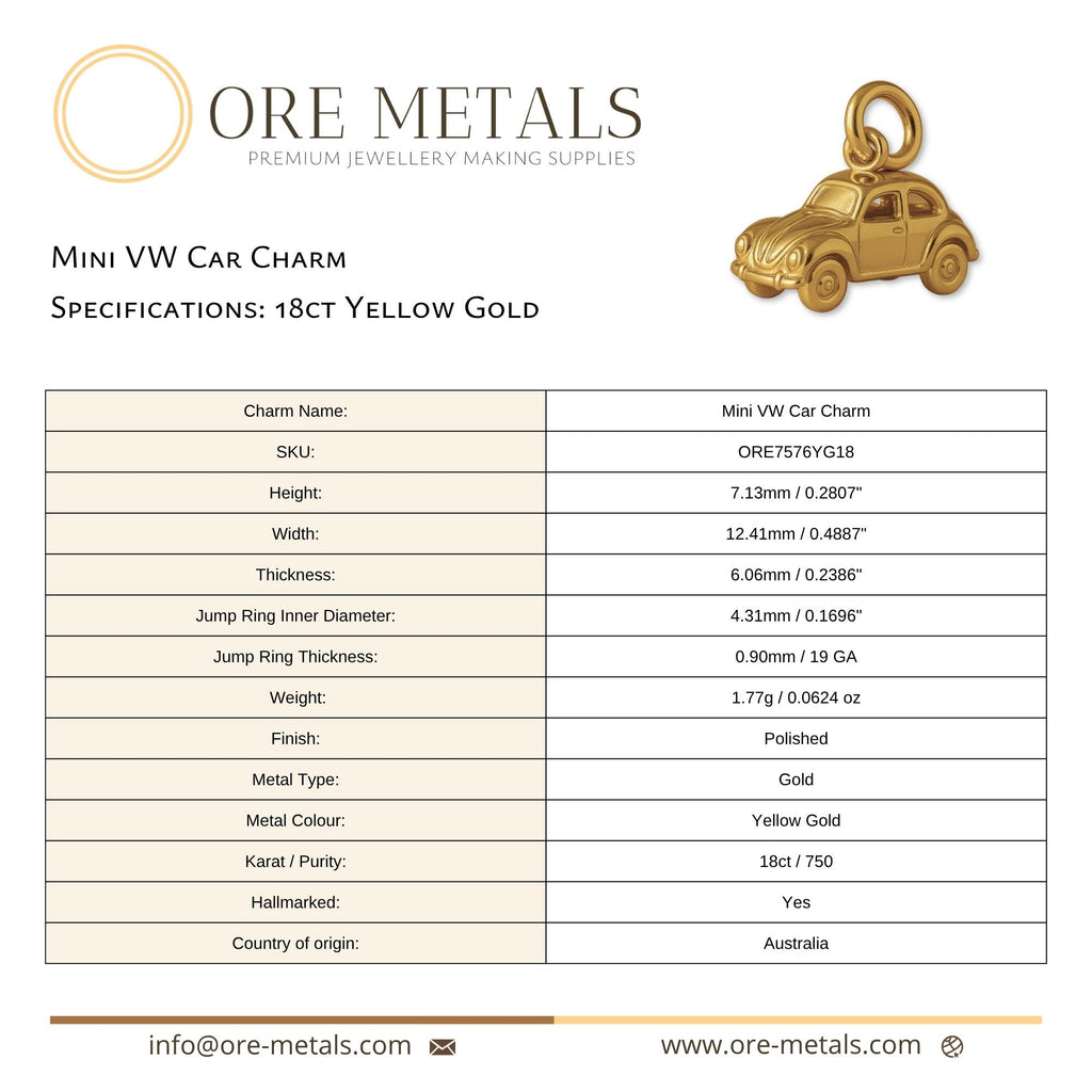 18ct Yellow Gold - Mini VW Car Charm