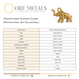 18ct Yellow Gold - African Forest Elephant Charm