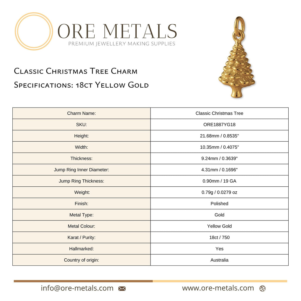 18ct Yellow Gold - Classic Christmas Tree Charm