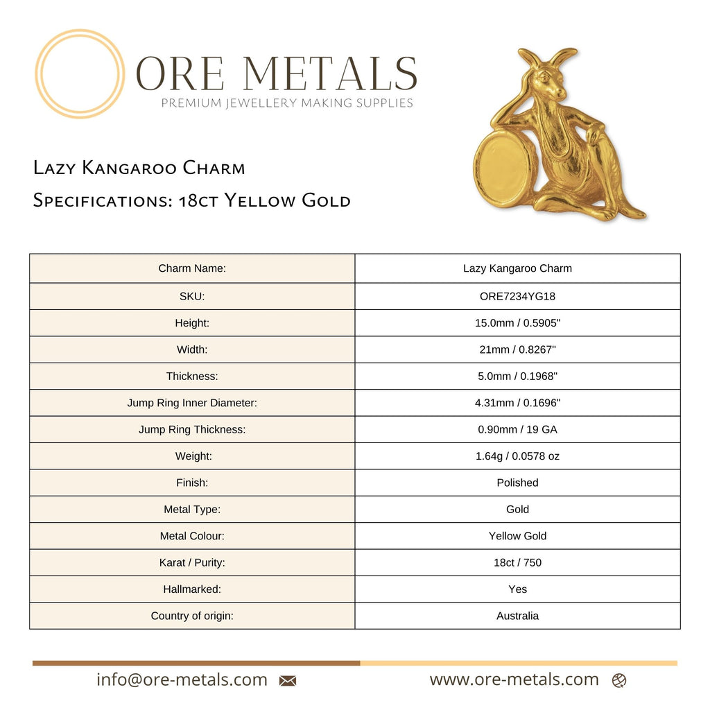 18ct Yellow Gold - Lazy Kangaroo Charm