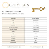 18ct Yellow Gold - 21 Clover Castle Key Charm