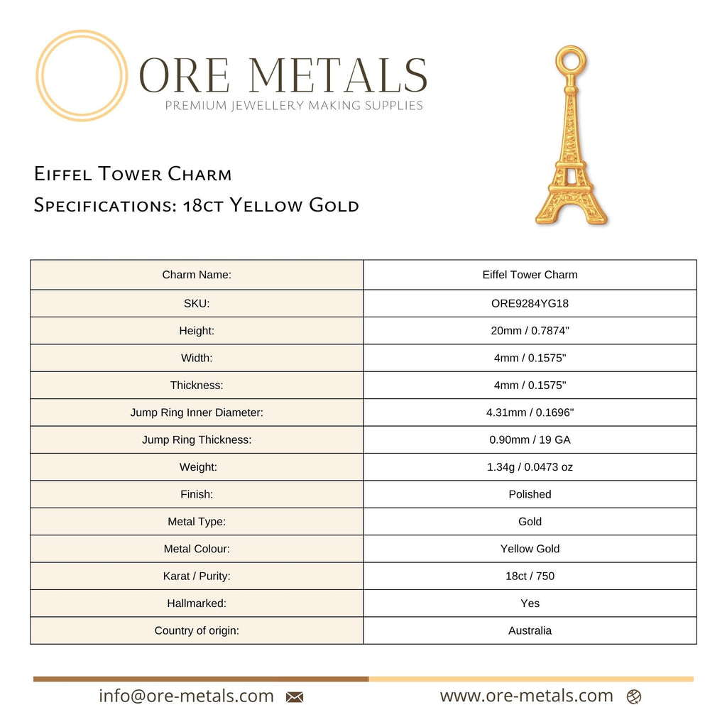 18ct Yellow Gold - Eiffel Tower Charm