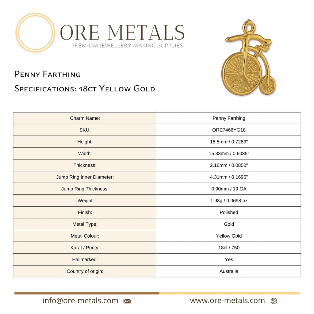 18ct Yellow Gold - Penny Farthing Charm