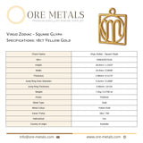 18ct Yellow Gold - Virgo Zodiac Square Charm