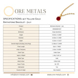 9ct Yellow Gold | Ruby - July Birthstone Bracelet