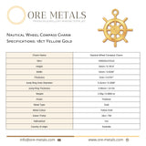 18ct Yellow Gold - Nautical Wheel Compass Charm