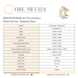 9ct Yellow Gold - Emerald Prong Setting