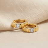 18ct Yellow Gold | 0.14ct GH/SI - Croissant Diamond Hoop Earrings