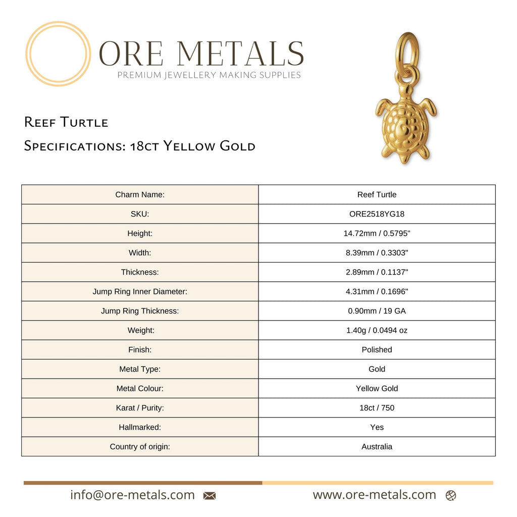 18ct Yellow Gold - Reef Turtle Charm