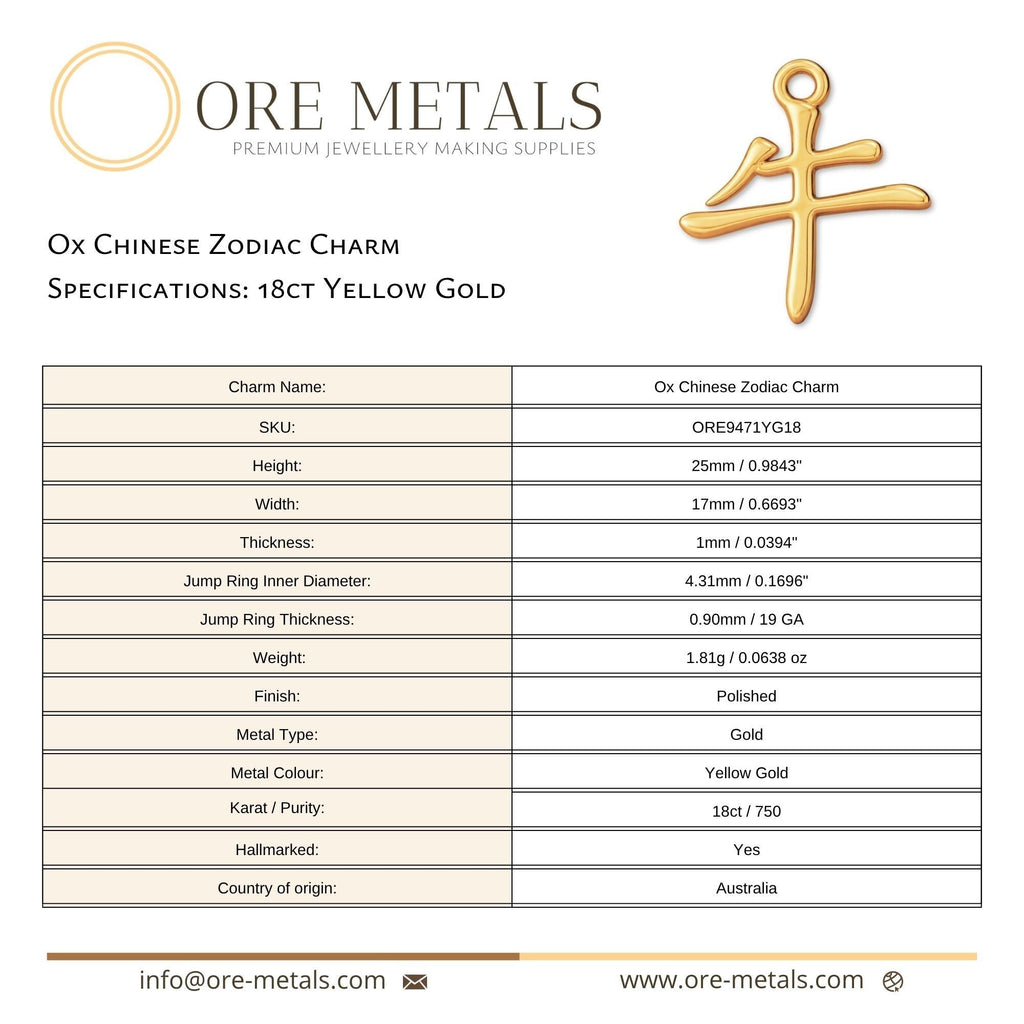 18ct Yellow Gold - Ox Chinese Zodiac Charm
