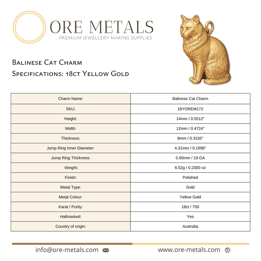 18ct Yellow Gold - Balinese Cat Charm