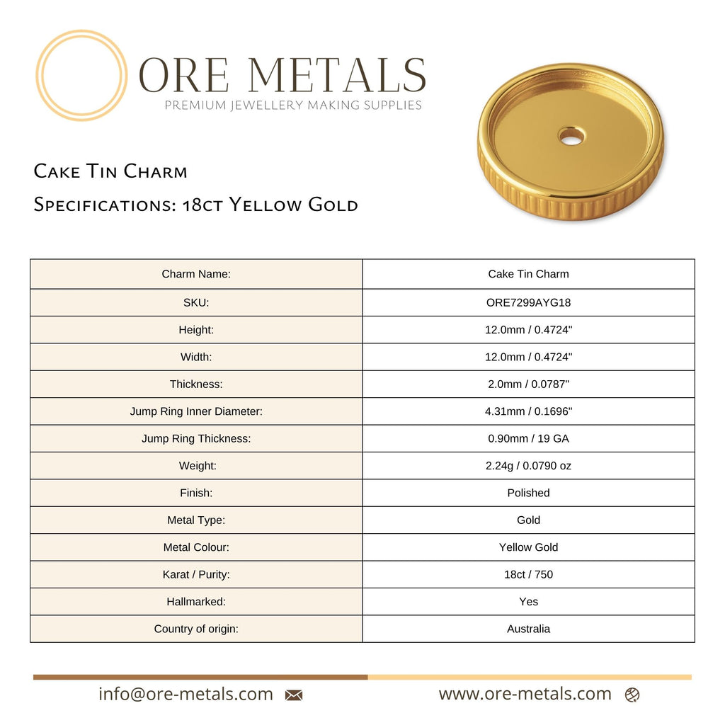 18ct Yellow Gold - Cake Tin Charm