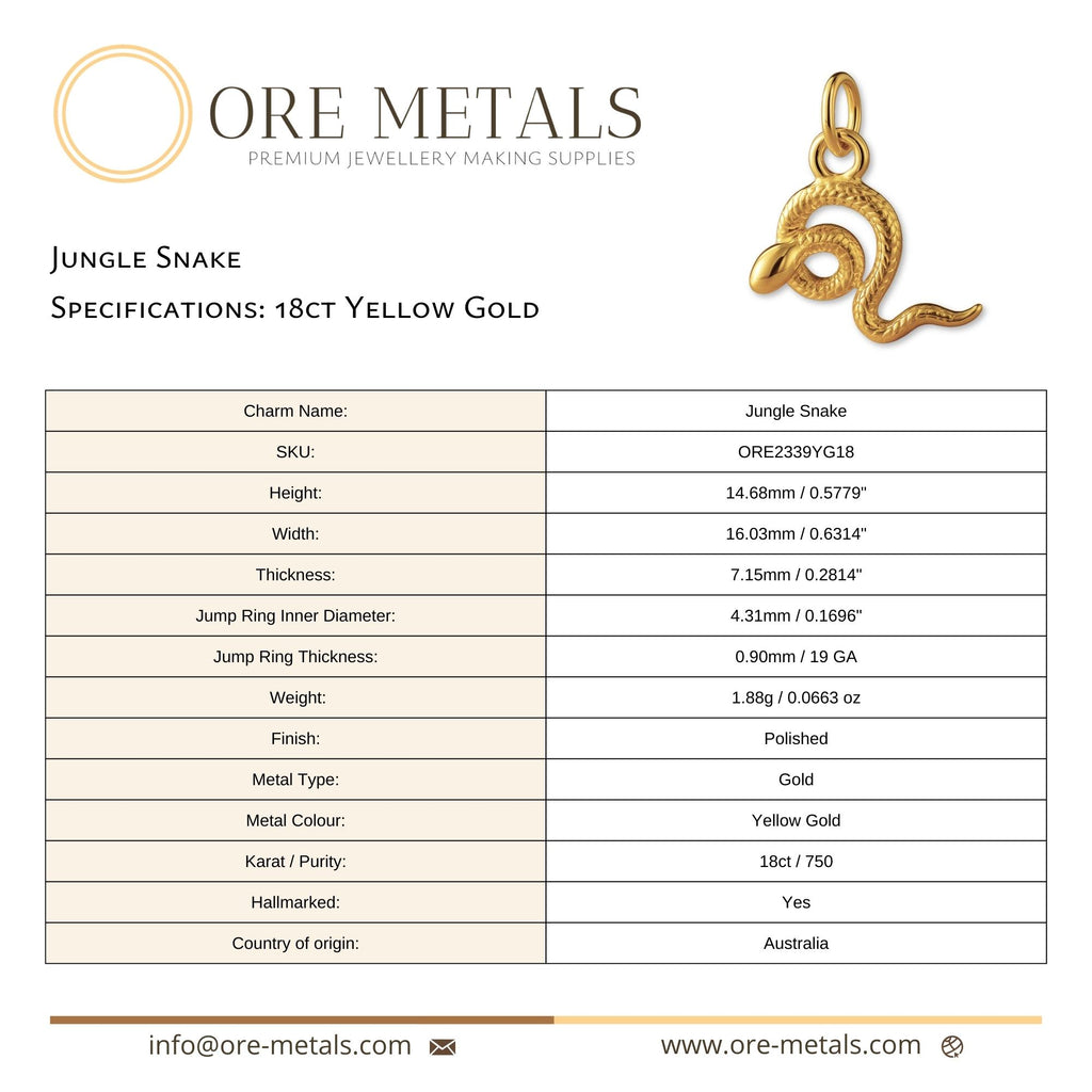 18ct Yellow Gold - Jungle Snake Charm