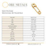 18ct Yellow Gold - Safety Pin Charm