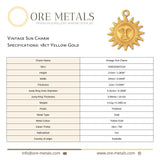 18ct Yellow Gold - Vintage Sun Face Charm