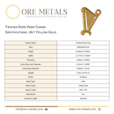 18ct Yellow Gold - Twisted Rope Harp Charm