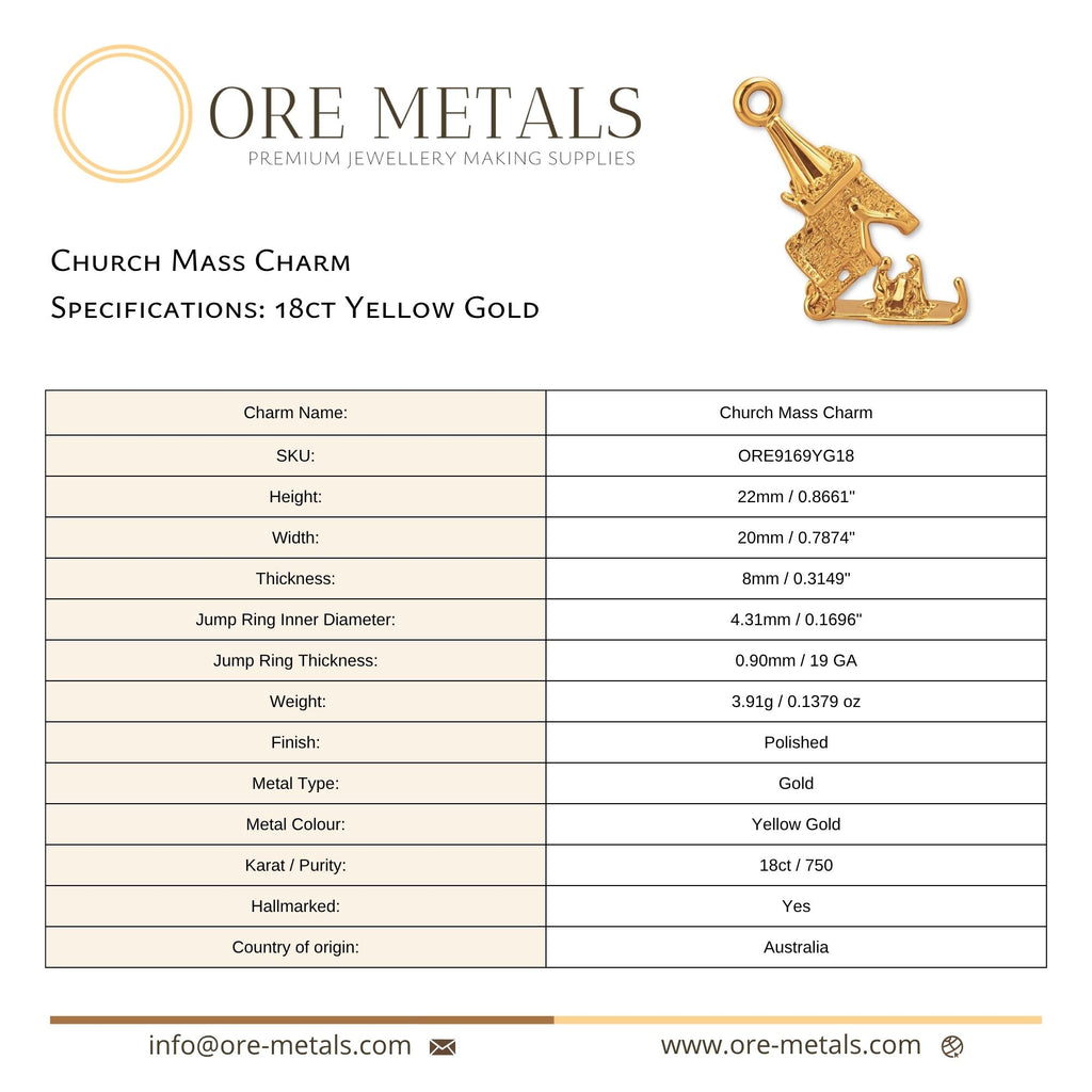 18ct Yellow Gold - Church Mass Charm