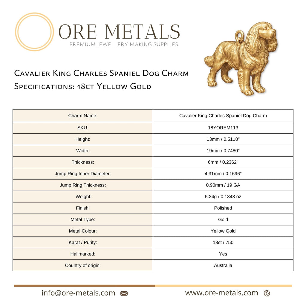 18ct Yellow Gold - Cavalier King Charles Spaniel Dog Charm