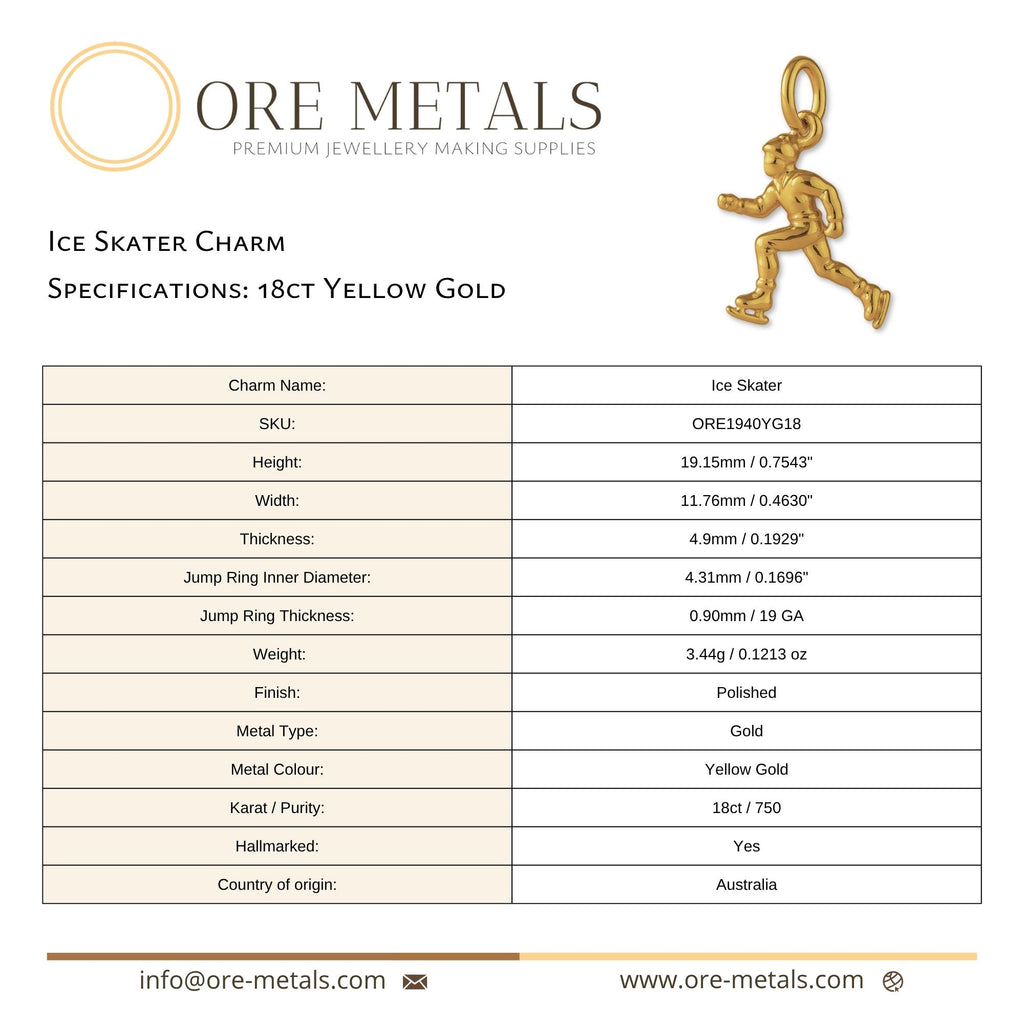 18ct Yellow Gold - Ice Skater Charm