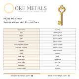 18ct Yellow Gold - Heart Key Charm