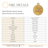 18ct Yellow Gold - Happy Birthday Amulet Charm