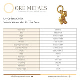18ct Yellow Gold - Little Bear Charm