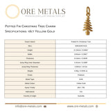 18ct Yellow Gold - Potted Fir Christmas Tree Charm