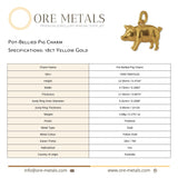18ct Yellow Gold - Pot Bellied Pig Charm