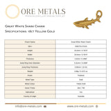 18ct Yellow Gold - Great White Shark Charm
