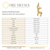 18ct Yellow Gold - Rudolph Reindeer Charm