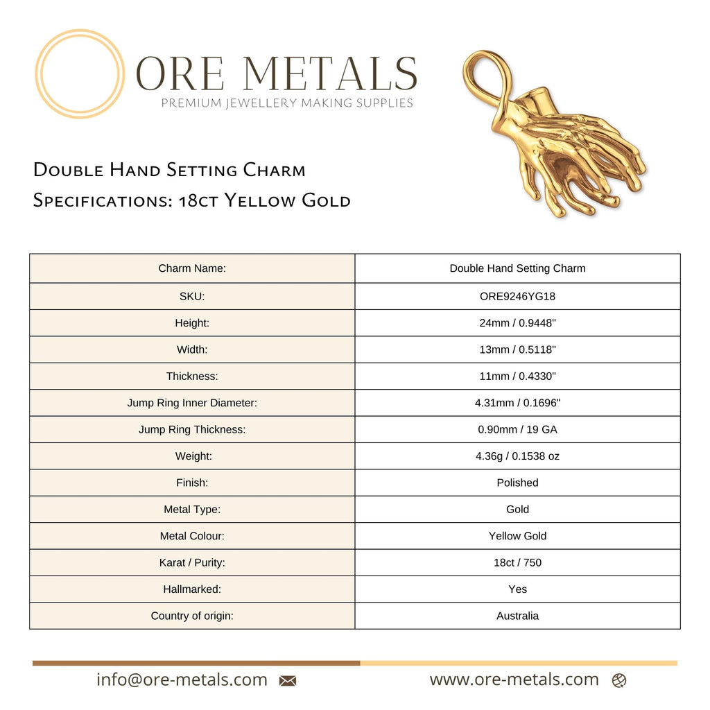 18ct Yellow Gold - Double Hand Charm