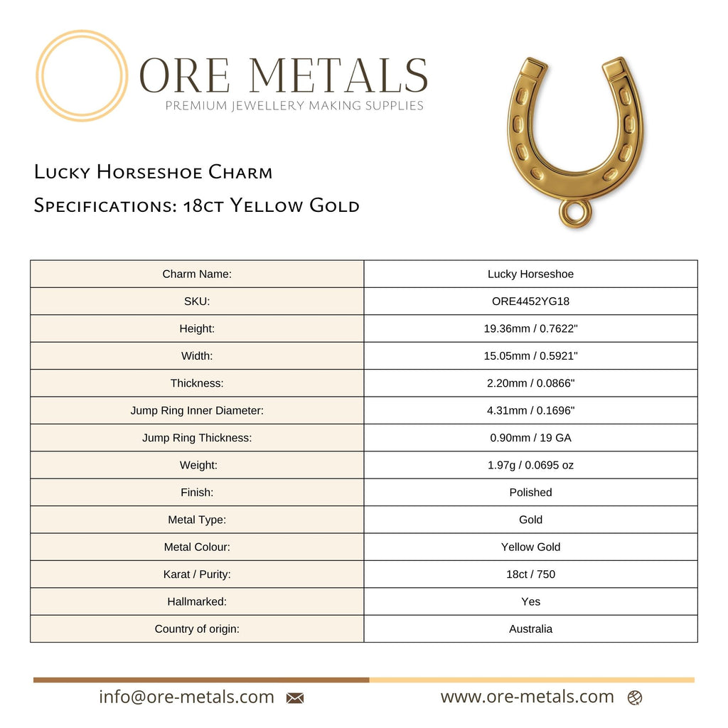 18ct Yellow Gold - Lucky Horseshoe Charm