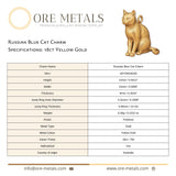 18ct Yellow Gold - Russian Blue Cat Charm
