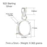 925 Sterling Silver - Oval Basket Pendant Setting