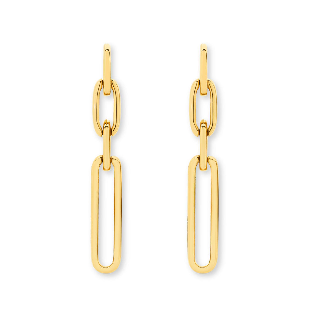 9ct Yellow Gold - Paperclip Dangle Earrings