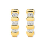 18ct Yellow Gold | 0.1ct GH/SI - Pillowed Diamond Hoop Earrings