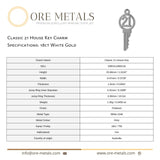 18ct White Gold - Classic 21 House Key Charm