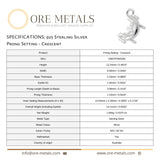 925 Sterling Silver - Crescent Prong Setting