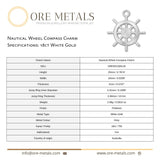 18ct White Gold - Nautical Wheel Compass Charm