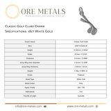 18ct White Gold - Classic Golf Clubs Charm