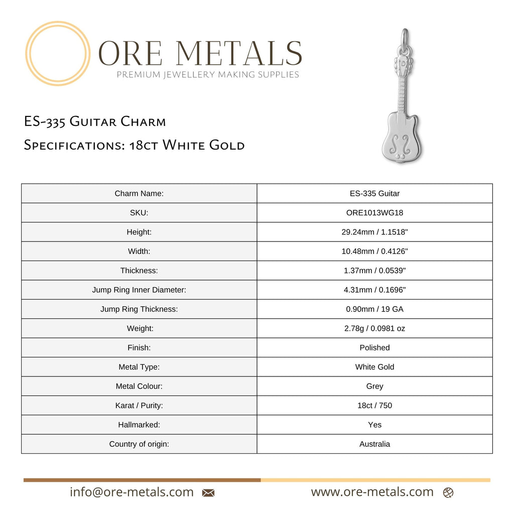 18ct White Gold - ES-335 Guitar Charm