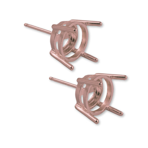 9ct Rose Gold - Round Basket - Earring Settings