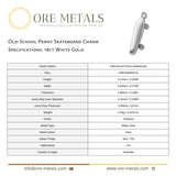 18ct White Gold - Old-School Penny Skateboard Charm