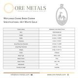 18ct White Gold - Wetlands Crane Birds Charm